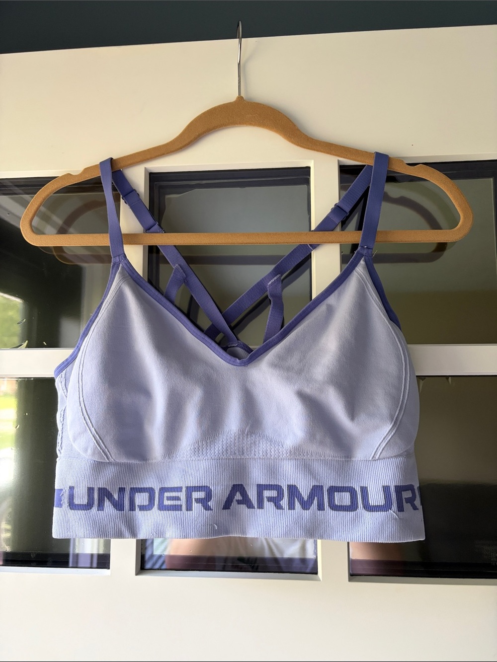 Under Armour Lavender-Trim Light Blue Seamless Sports Bralette